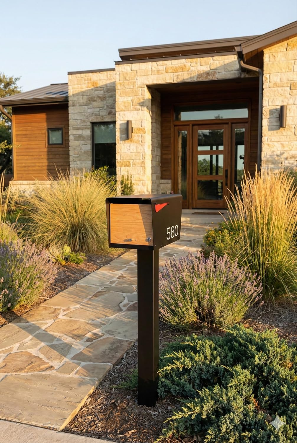 Movo Home Charles Mailbox, Post Mount Curbside, Security Lock, Large, Black