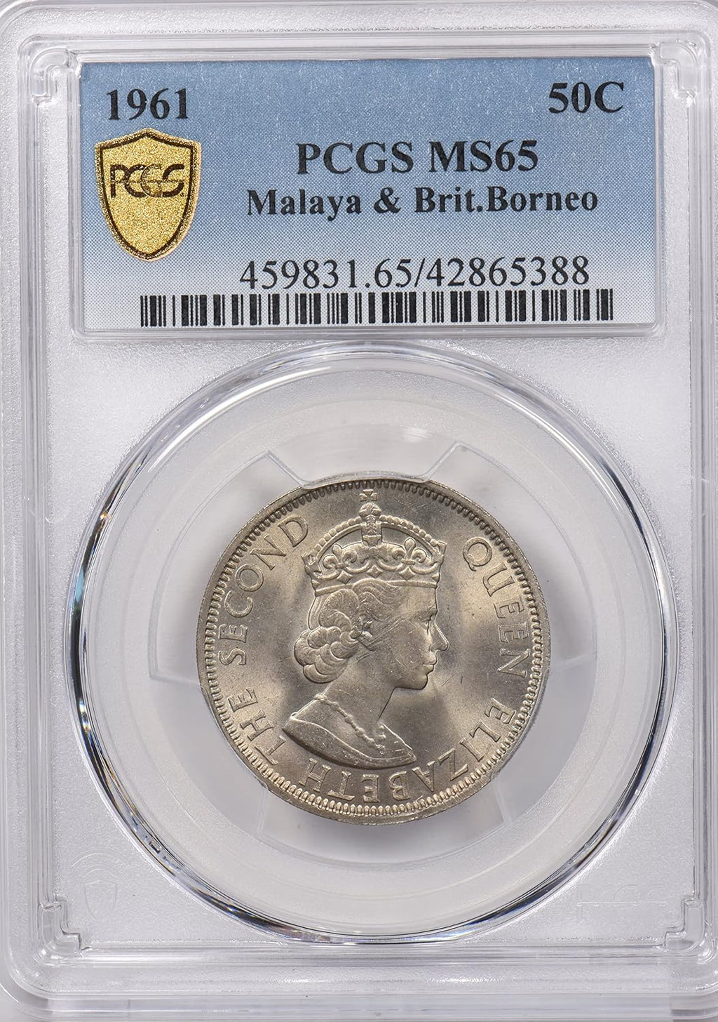 Collectible Coin Malaya and British Borneo 1961 50 Cents PCGS MS 65 rare condition PC1274