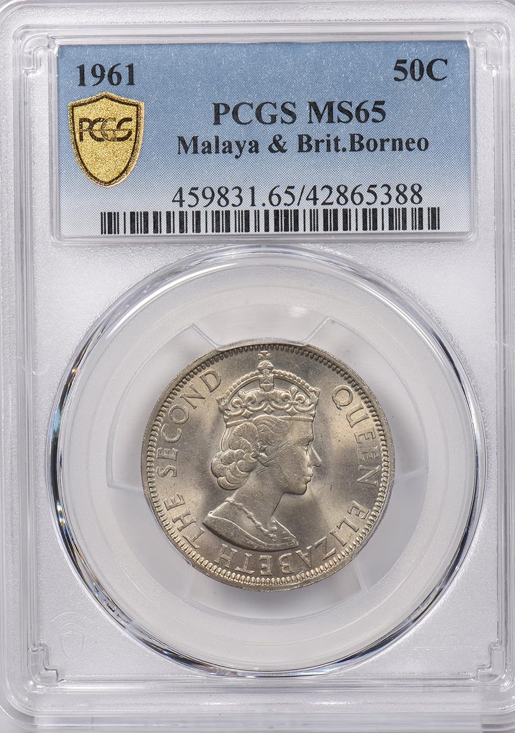 Collectible Coin Malaya and British Borneo 1961 50 Cents PCGS MS 65 rare condition PC1274
