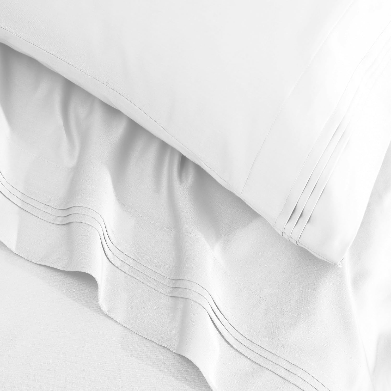 Superior Egyptian Cotton 4 Piece Sheet Set, Luxury 1500 Thread Count, Modern Design, Sustainable Sheets, Ultra-Soft Basics, Solid, Deep Pocket Fitted Sheet, Flat Sheet, Pillowcases, Queen, White