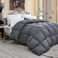 Luxurious Light Weight Goose Down Comforter King/California King Size Duvet, Exquisite Gray Stripe Design, 1200 Thread Count 100% Egyptian Cotton Fabric, Hypoallergenic, 50 oz Fill Weight