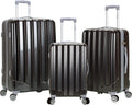 Rockland Barcelona Hardside 10-Piece Travel Gear Luggage Set, Black (22'/24'/28' Uprights, Luggage Cover, and Packing Cubes)