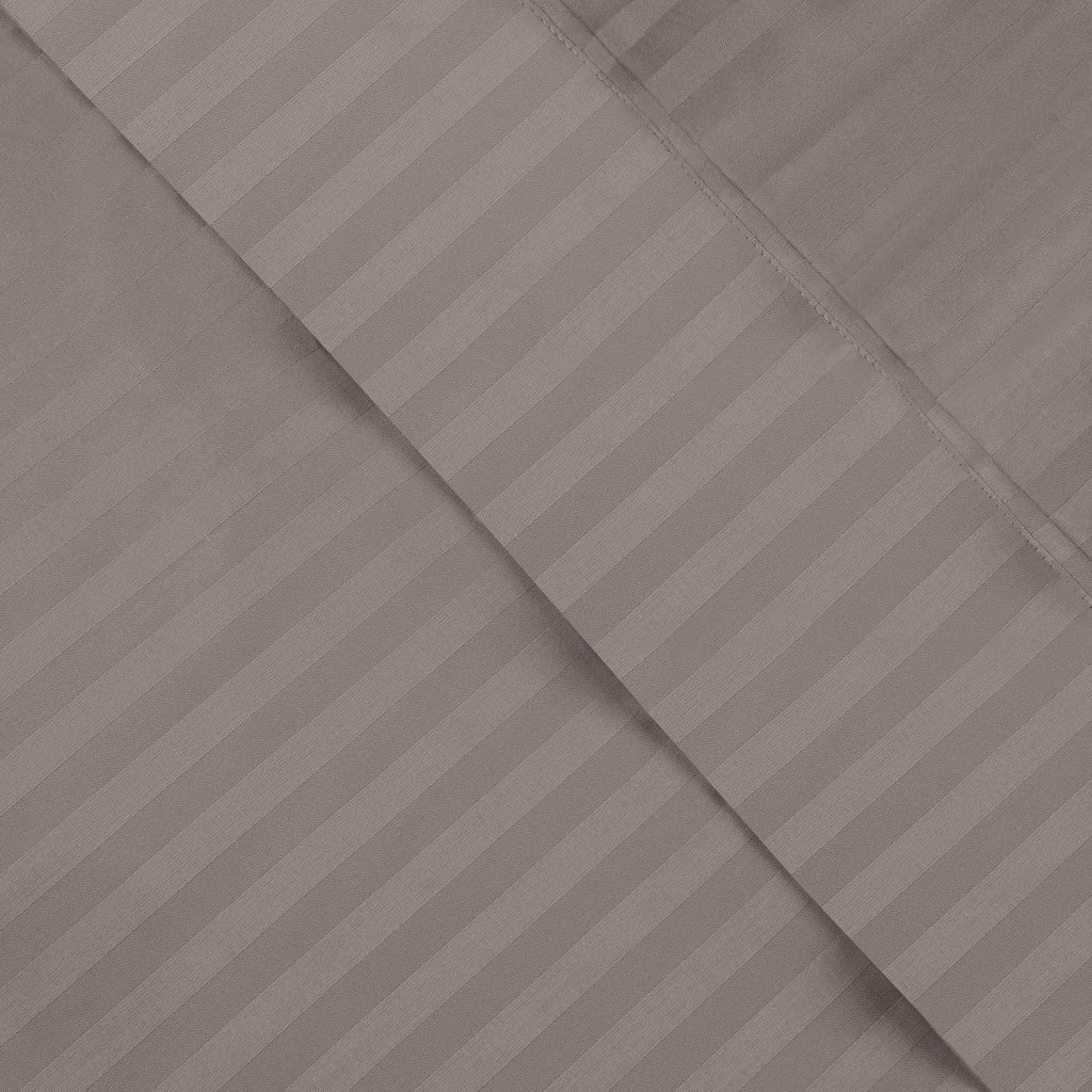 Superior Egyptian Cotton 300 Thread Count Bed Sheet Set, 2 Elastic Deep Pocket Fitted Sheets, 1 Flat Sheet, 2 Pillowcases, Daily Sheets, Luxury Home Essentials, Striped Design, Split King, Grey