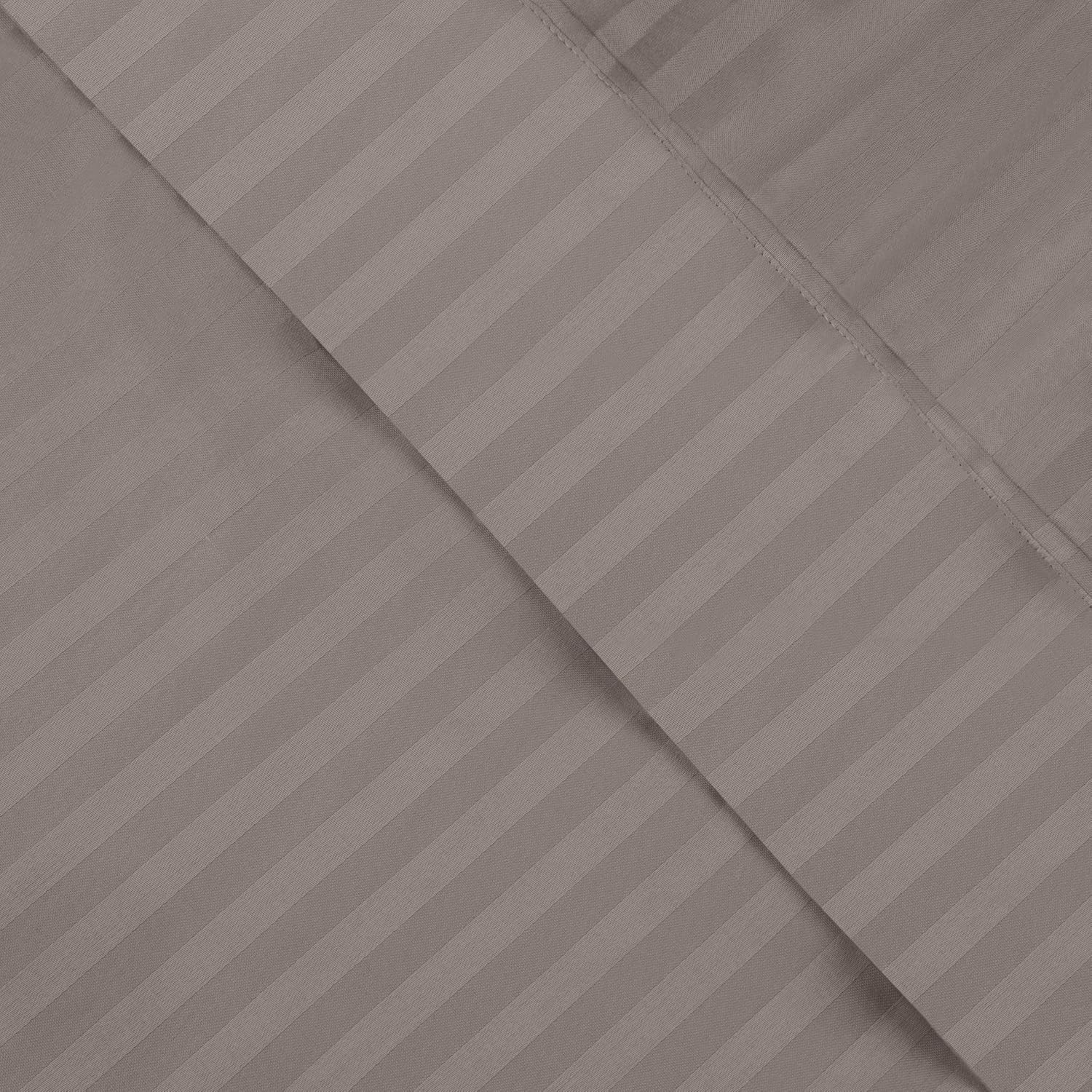 Superior Egyptian Cotton 300 Thread Count Bed Sheet Set, 2 Elastic Deep Pocket Fitted Sheets, 1 Flat Sheet, 2 Pillowcases, Daily Sheets, Luxury Home Essentials, Striped Design, Split King, Grey