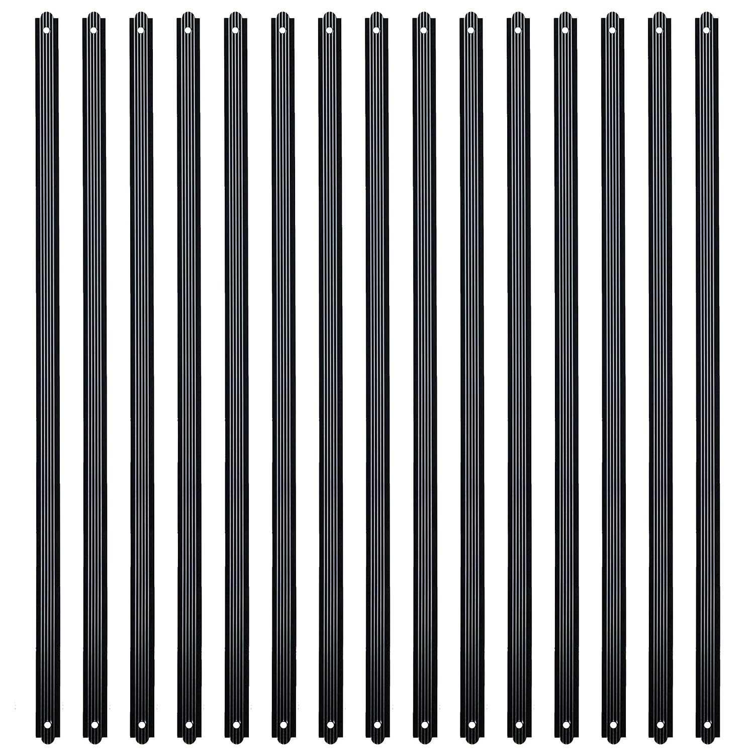 Myard 29-1/2 Inches Grooved Flat Straight Aluminum Deck Balusters Furniture with Screws for Wood Composite Facemount Deck Railing (50-Pack, Matte Black)