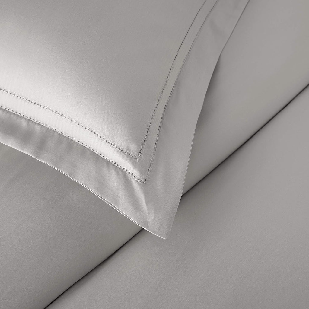 Pure Parima Yalda Duvet Cover Set – 100% Certified Egyptian Cotton, Double-Hem Stitch, Queen, Grey