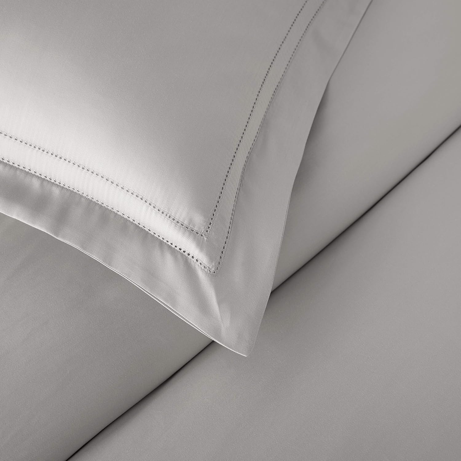 Pure Parima Yalda Duvet Cover Set – 100% Certified Egyptian Cotton, Double-Hem Stitch, Queen, Grey