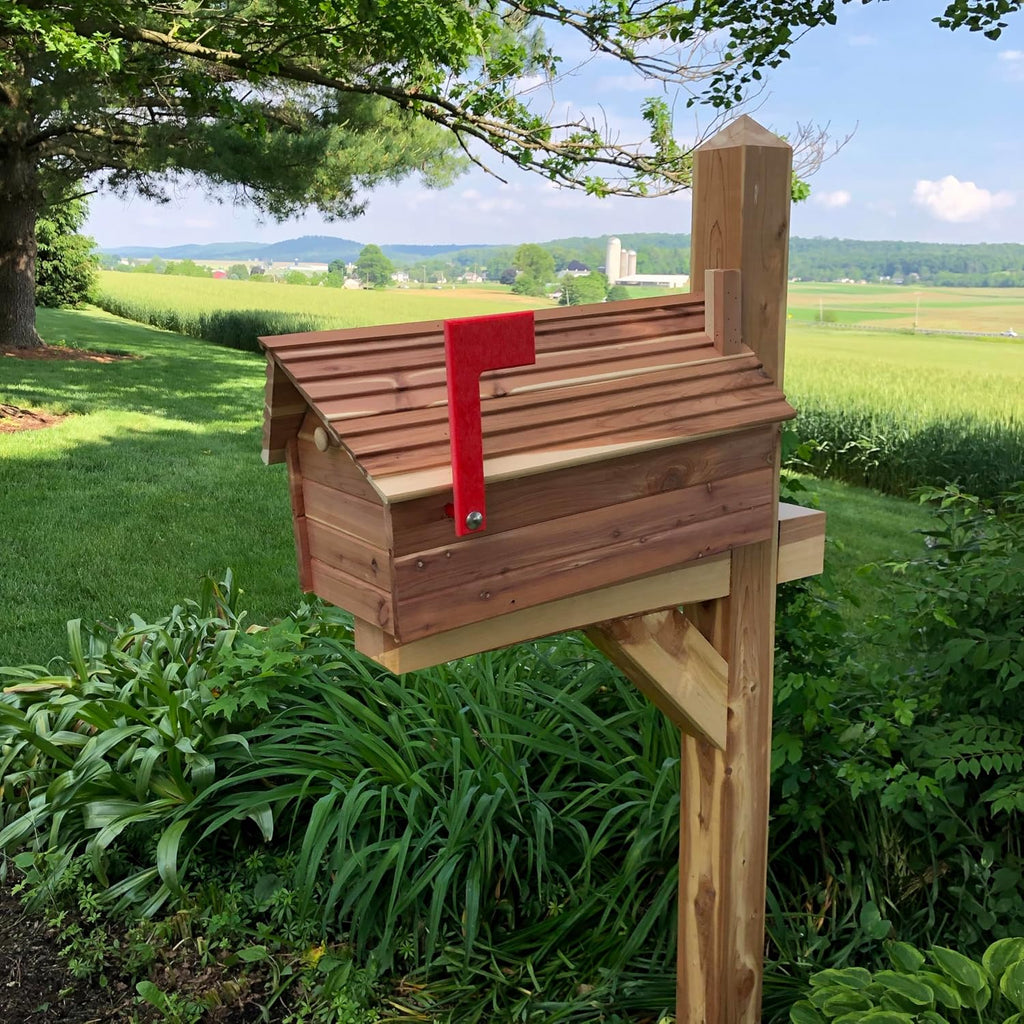 The Stone Bridge Cedar Mailbox | Simple and Beautiful Cedar Mailbox with Metal Insert | Cedar Chalet | Handmade in USA | Made with Aromatic Red Cedar