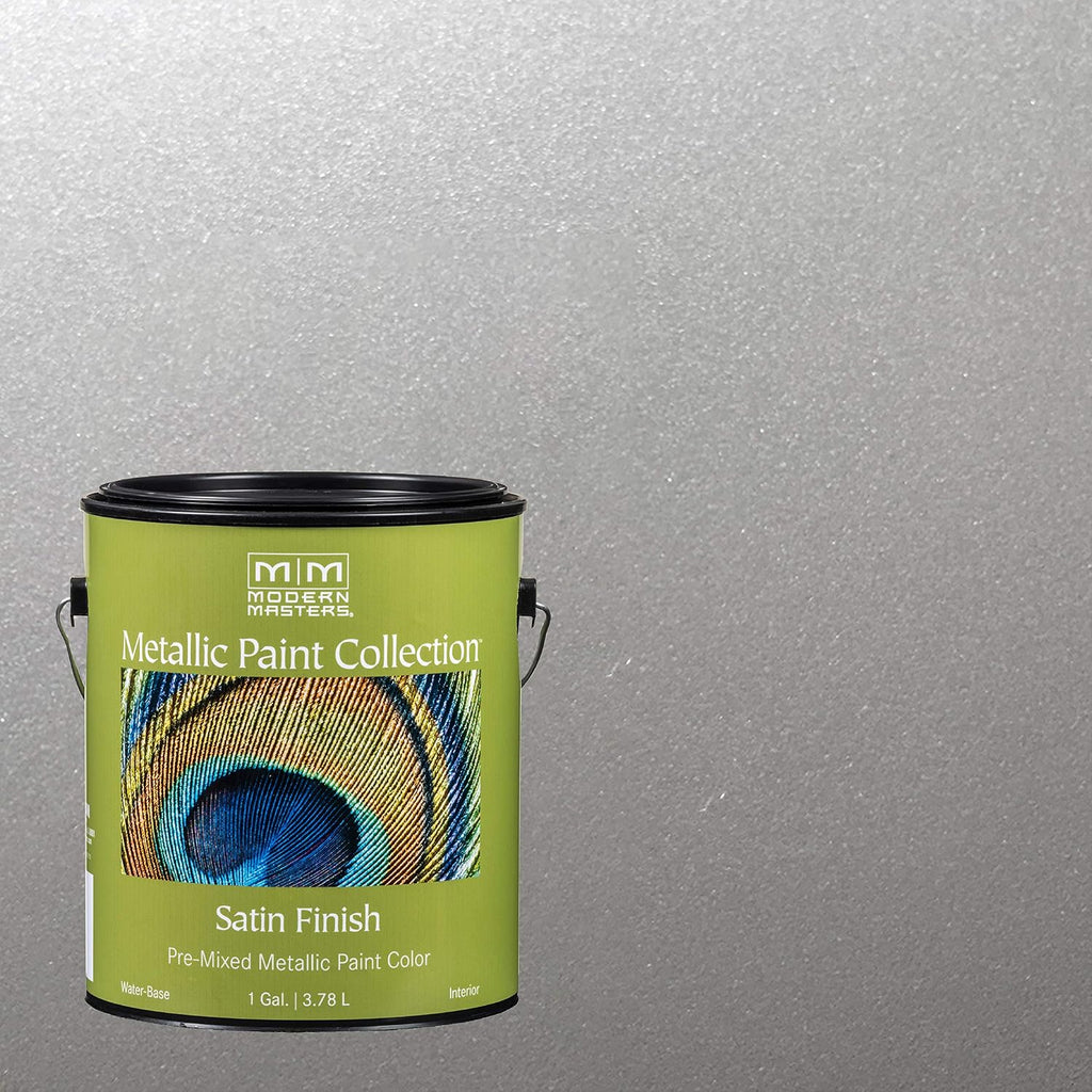 1 gal Modern Masters ME150 Silver Metallic Paint Collection, Satin Water-Based Decorative Metallic Paint