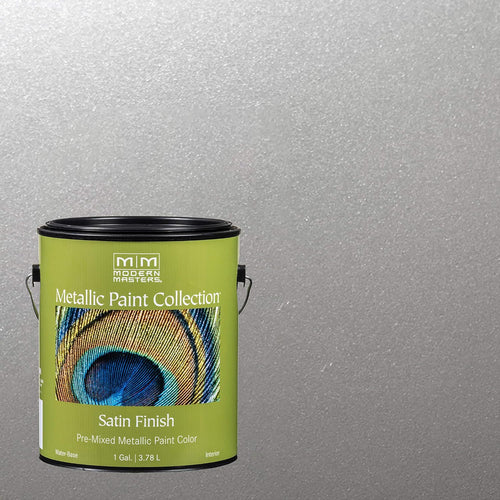 1 gal Modern Masters ME150 Silver Metallic Paint Collection, Satin Water-Based Decorative Metallic Paint
