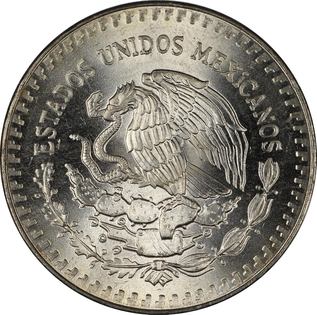 1982 - 1995 Mexico 1 Troy Oz .999 Fine Silver Libertad Silver Coin I Features the National Seal of Mexico 'Estados Unidos Mexicanos' Winged Victory Statue With Volcanoes Popocatépetl and Iztaccíhuatl I Monetized By Mexican Government