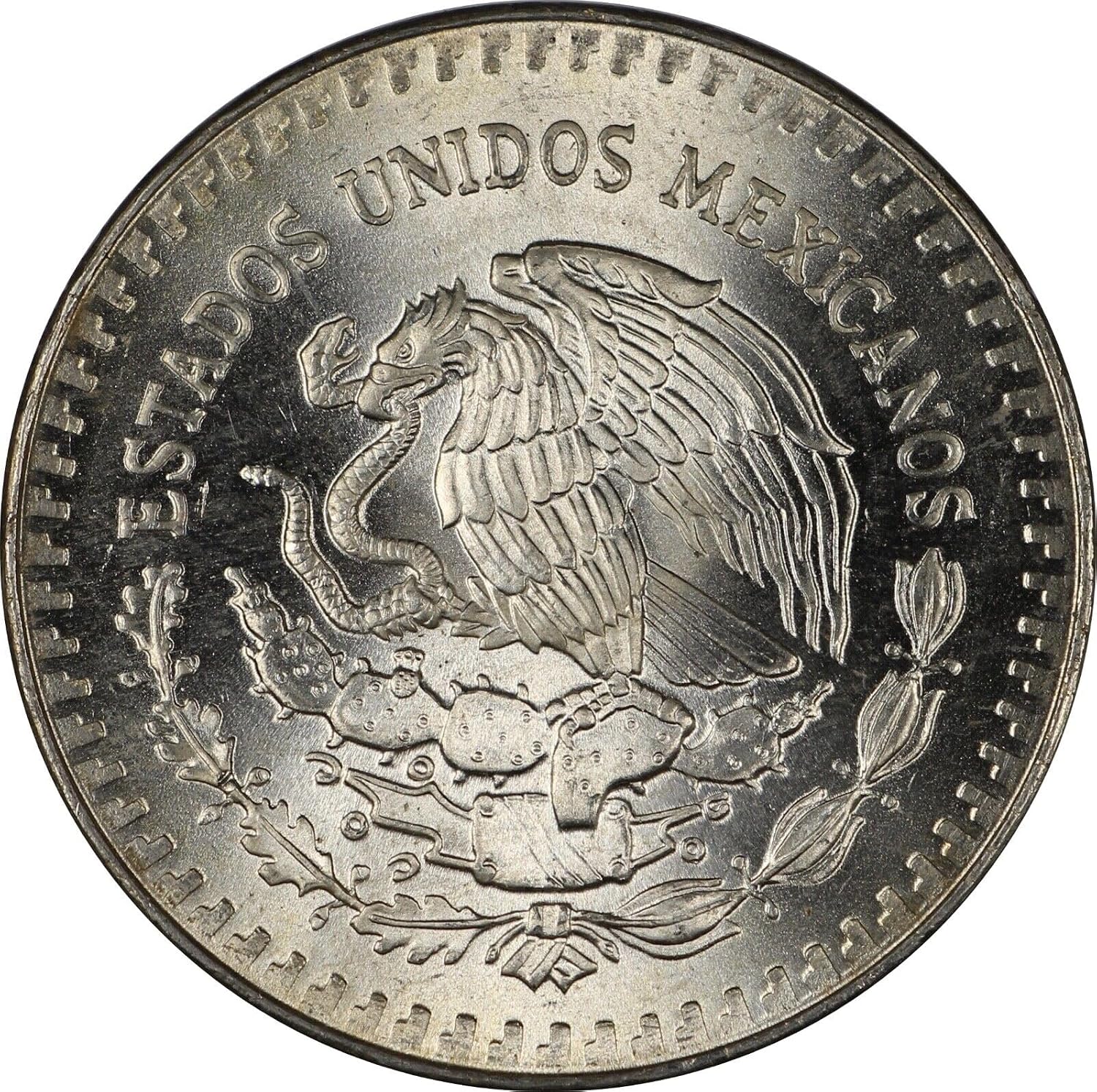 1982 - 1995 Mexico 1 Troy Oz .999 Fine Silver Libertad Silver Coin I Features the National Seal of Mexico 'Estados Unidos Mexicanos' Winged Victory Statue With Volcanoes Popocatépetl and Iztaccíhuatl I Monetized By Mexican Government