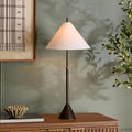 SAFAVIEH Lighting Collection - Troye Antique Silver Metal Table Lamp with White Fabric Shade, 30' Modern Bedside or Desk Light, E26 Bulb Compatible (TBL8004A)