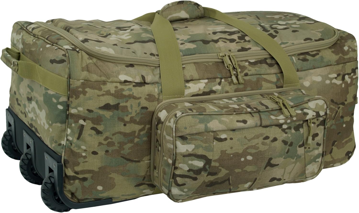 Mercury Tactical Gear Mini Monster™ Rolling Duffel Deployment Bag with Wheels, Wheeled Heavy Duty Travel Duffle Bag for Men & Women, Multi Cam Color