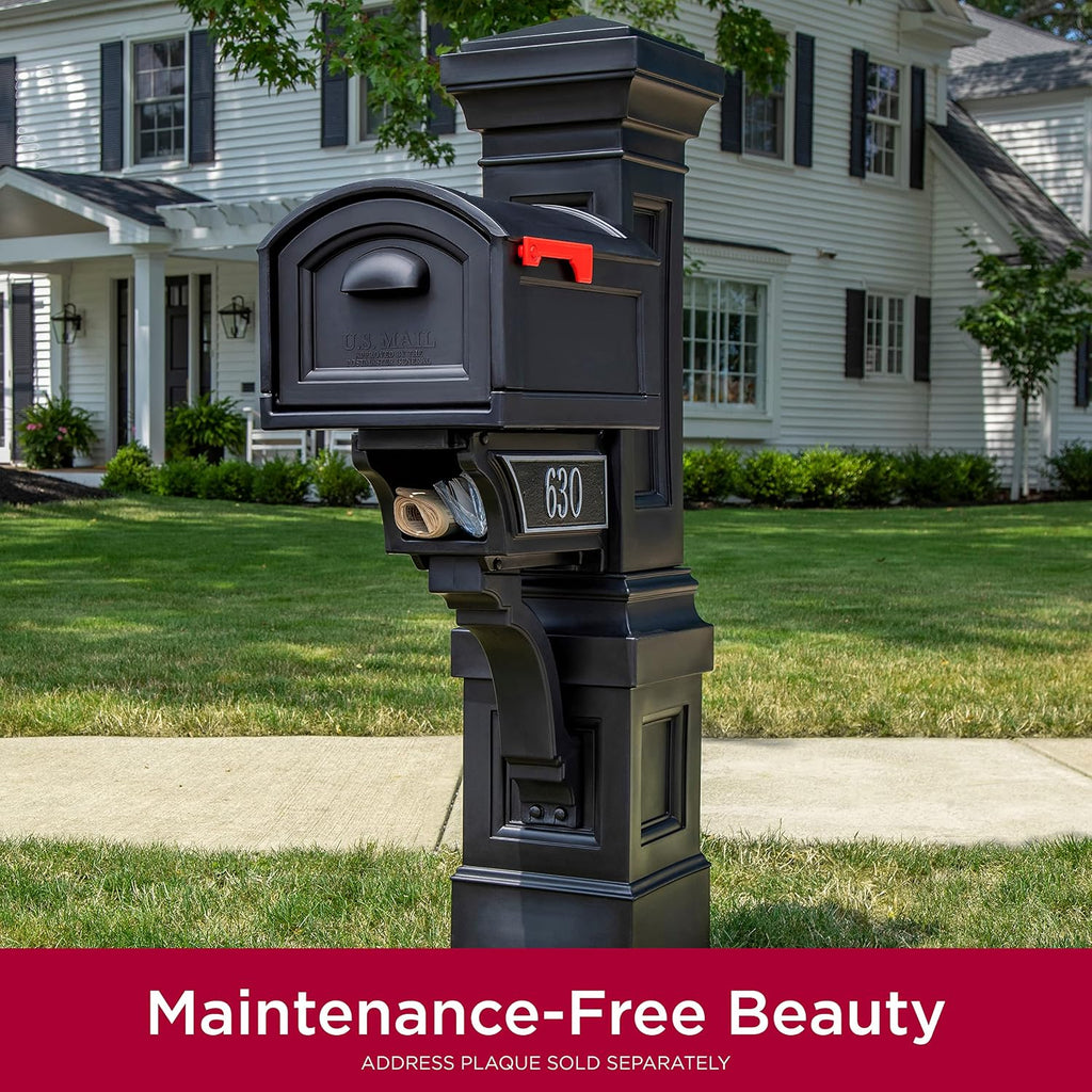 Step2 Atherton Grand Onyx Black XL Mailbox and Mailbox Post Kit – Elegantly Styled Mailbox with Post Cover, Magnetic Closure & Newspaper Chute – Ultra Durable, Low Maintenance