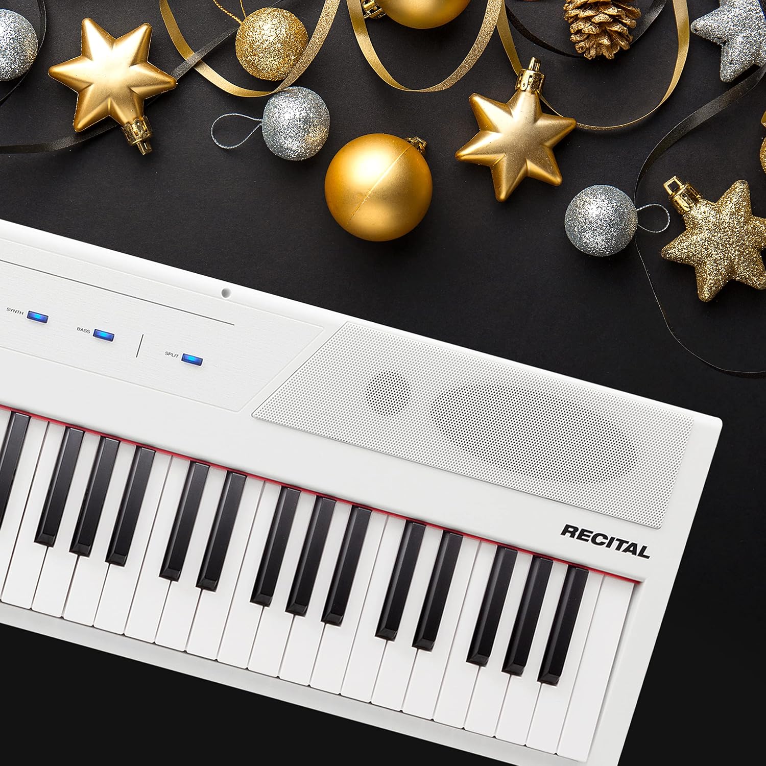 Alesis Recital White - 88 Key Digital Piano Keyboard with Semi-Weighted Keys, 2x20W Speakers, 5 Voices, Split, Layer and Lesson Mode, FX and Piano Lessons