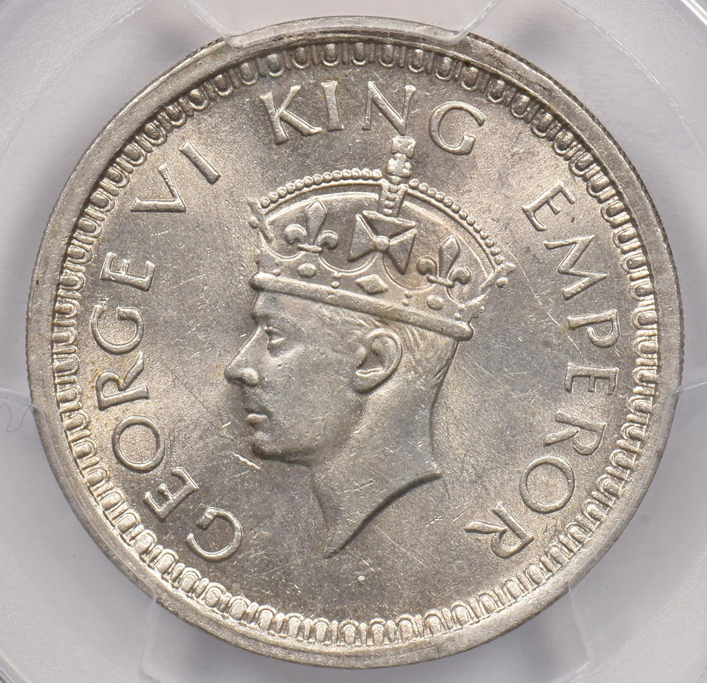 Collectible Coin British India 1945 L Rupee PCGS MS 62 rare condition SW-9.34 Small 5 PC1248