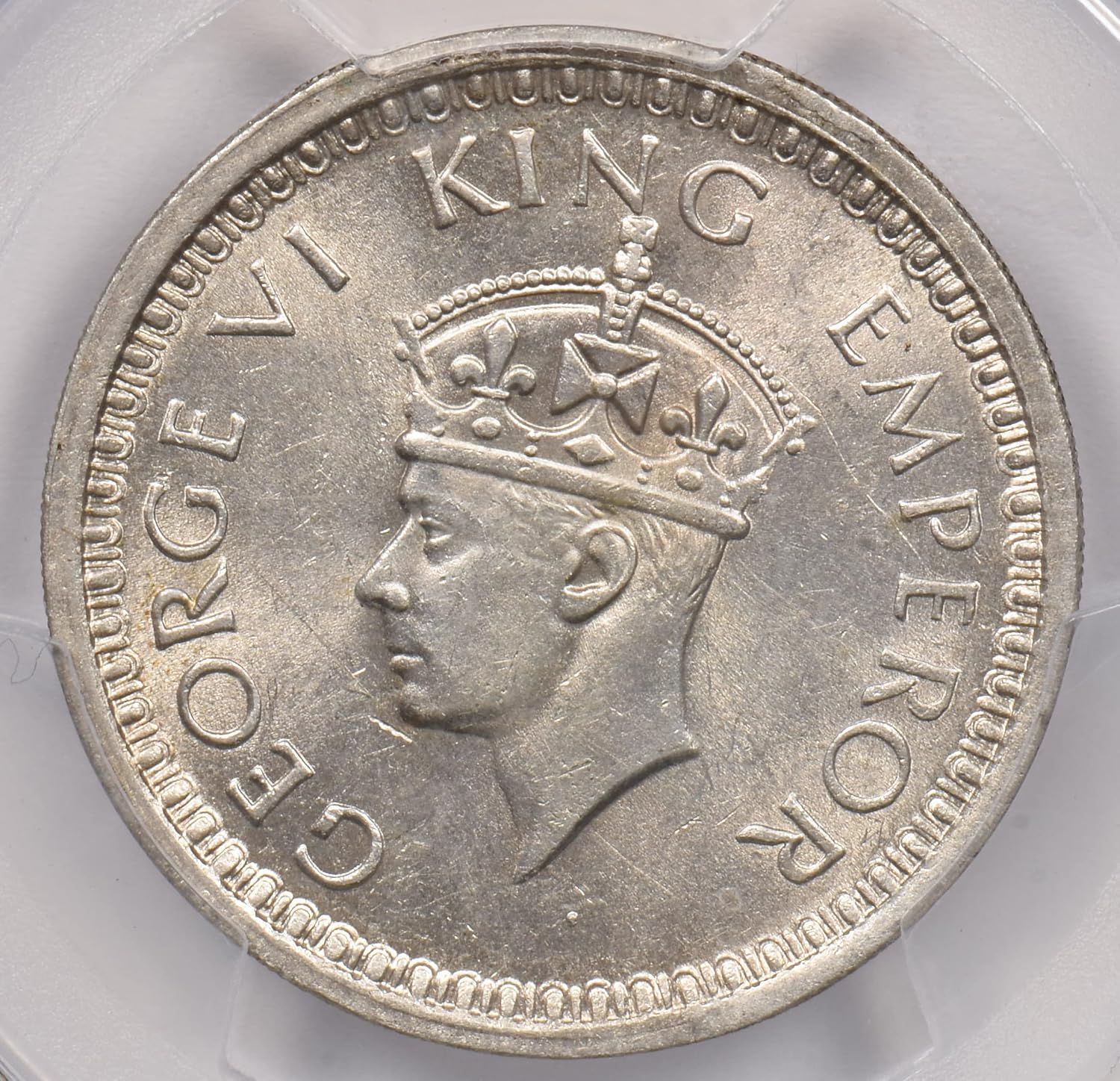 Collectible Coin British India 1945 L Rupee PCGS MS 62 rare condition SW-9.34 Small 5 PC1248