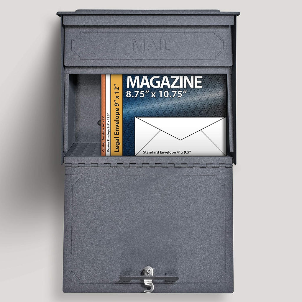 Mail Boss 7171 Townhouse, Granite Security Vertical Wall Mount Mailbox with Lock and Key for Home