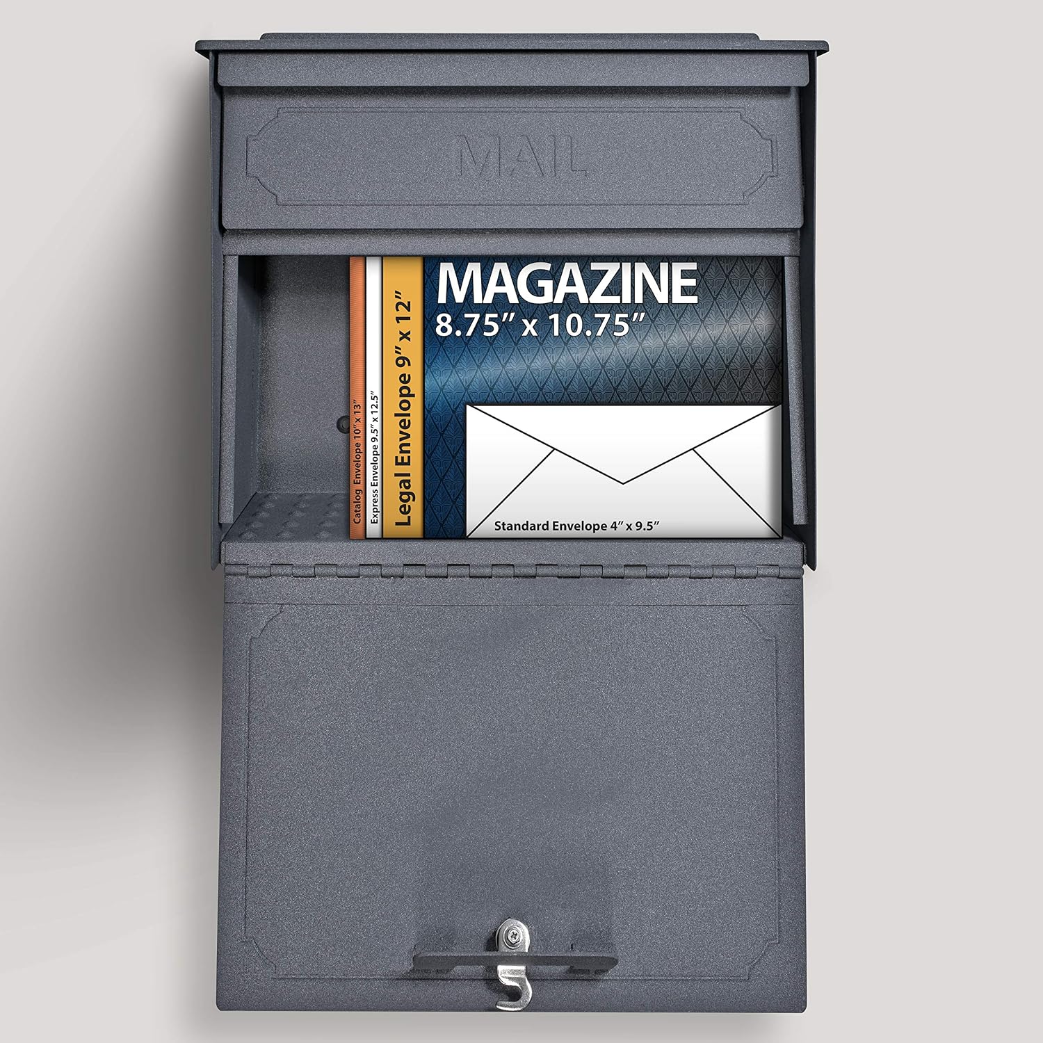 Mail Boss 7171 Townhouse, Granite Security Vertical Wall Mount Mailbox with Lock and Key for Home