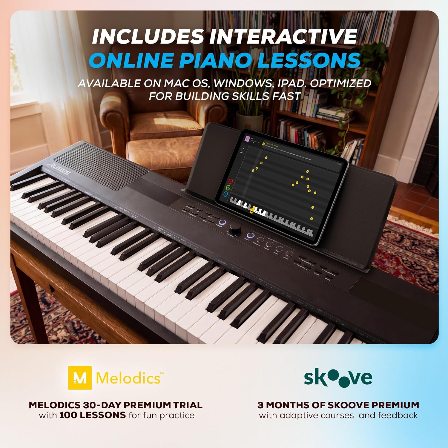 Alesis Recital Pro MKII 88-Key Digital Piano with Weighted Hammer-Action Keys, Speakers, 25 Sounds, USB MIDI and Audio, Sustain Pedal, Skoove and Melodics Piano Lessons
