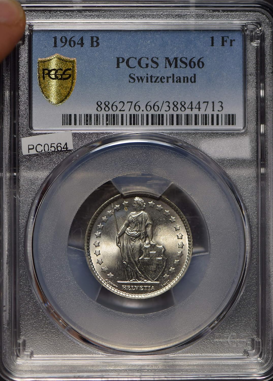Collectible Coin Switzerland 1964 Franc PCGS MS66 blasting luster rare grade PC0564