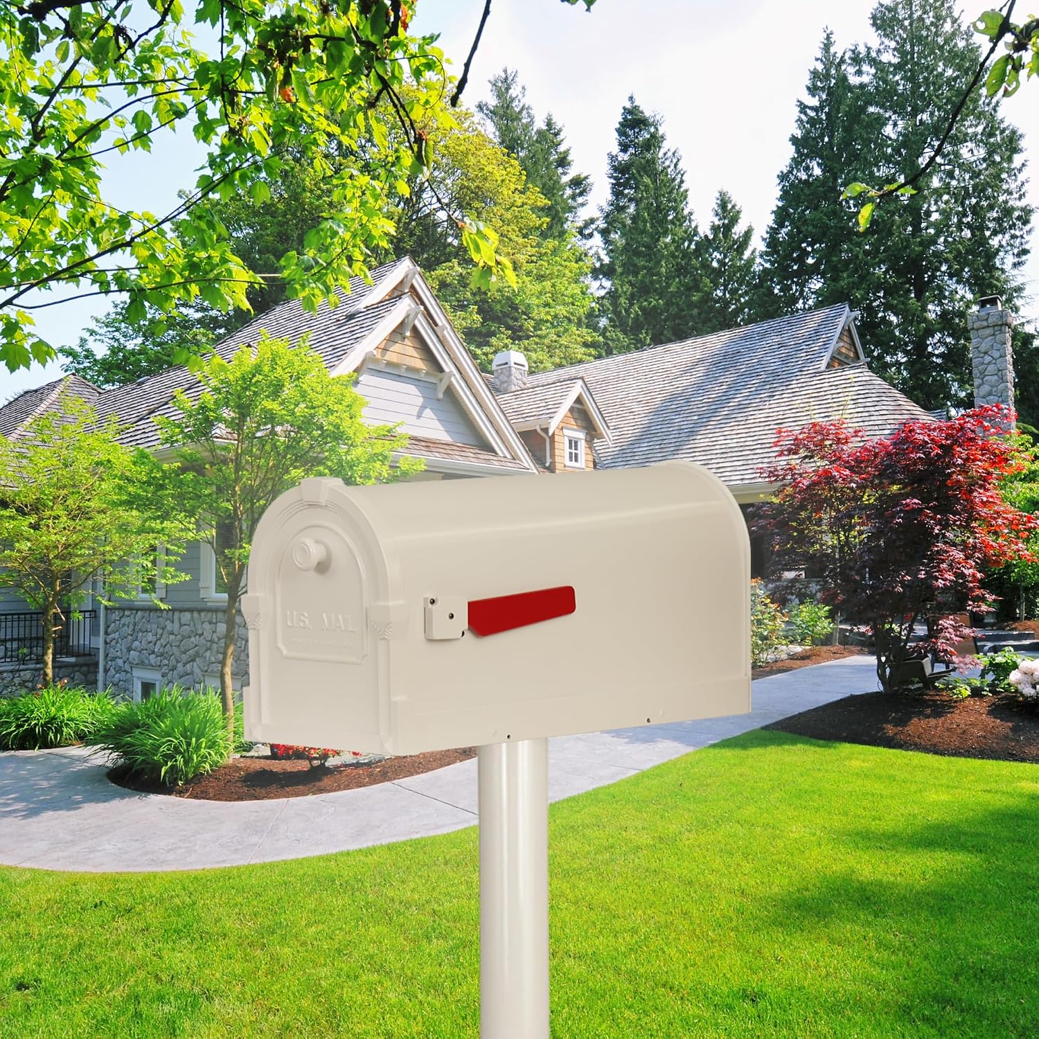 Special Lite Savannah Curbside Mailbox - White Aluminum Mailbox for Post Mount - SCS-1014-WH