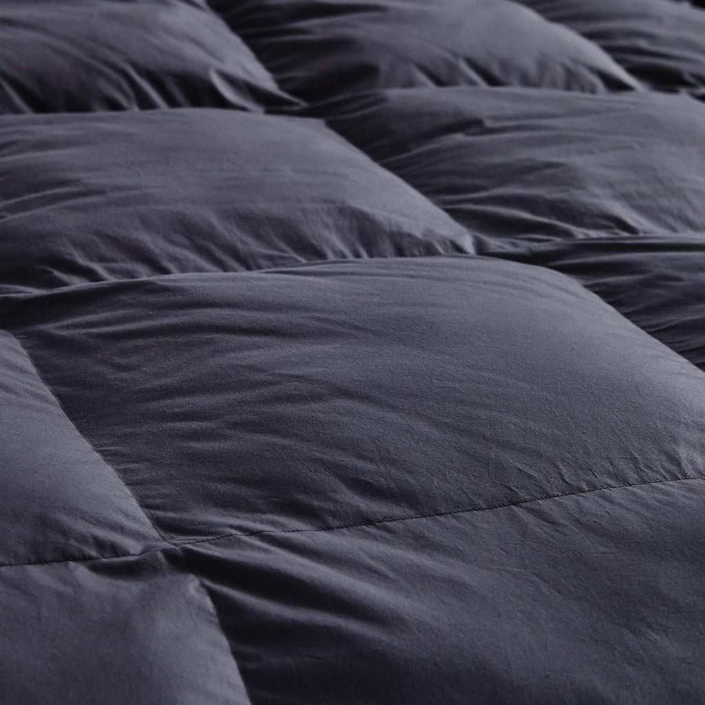 Luxurious All-Season Goose Down Fiber Comforter Duvet Insert, Classic Gray, Premium Baffle Box, 100% Egyptian Cotton Cover, 55 oz. Fill Weight (Twin)