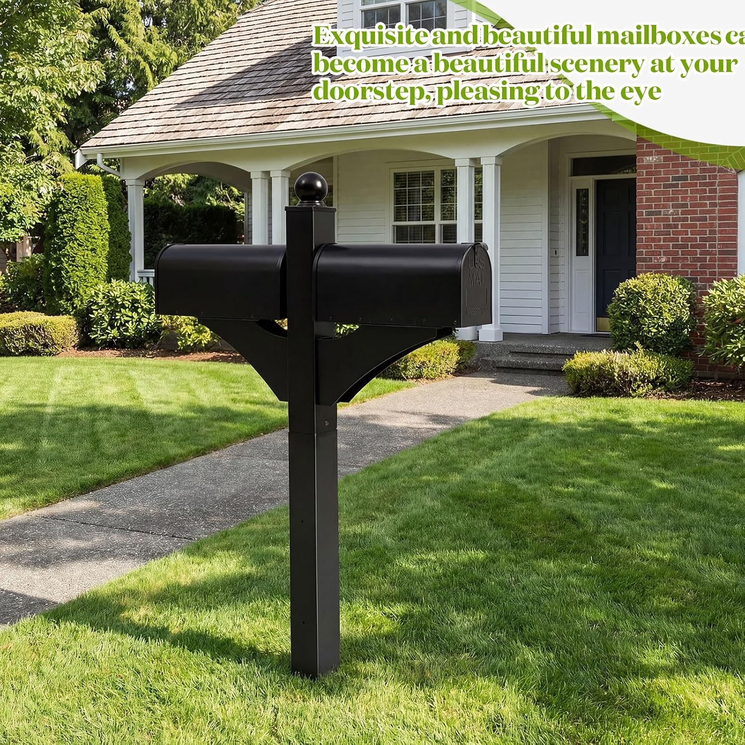 Colingmill Double Mailbox Post, Heavy Duty Iron Mailbox Stand Multifunctional Yard Solution for Duplex Homes Multi Family Homes(Mailboxes Not Included)