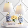 Eyely EYL3005A-SET2 Brussels 22' Chinoiserie Table Lamp for Reading Room, Living Room, Office, Bedroom, Classic, Cottage, Traditional, Blue/White (Set of 2)