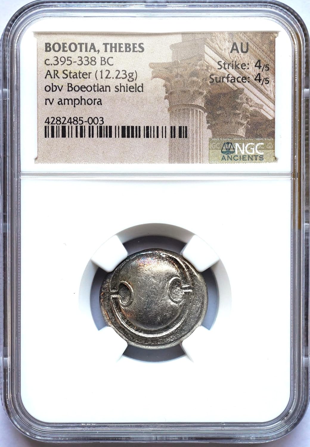 GR 395-338 BC Classical Era, Ancient Greek Amphora and Shield Silver Coin, Rare Antique Coins AR Stater About Uncirculated NGC