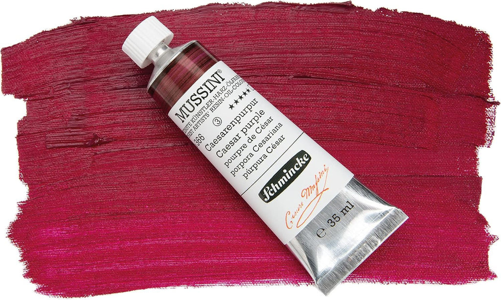 Schmincke - MUSSINI® Finest Resin Oil Colors Premium Wooden Box Oil Painting, 10 x 35 ml Set, 70 213 097, Walnut Tinted, White 150 ml