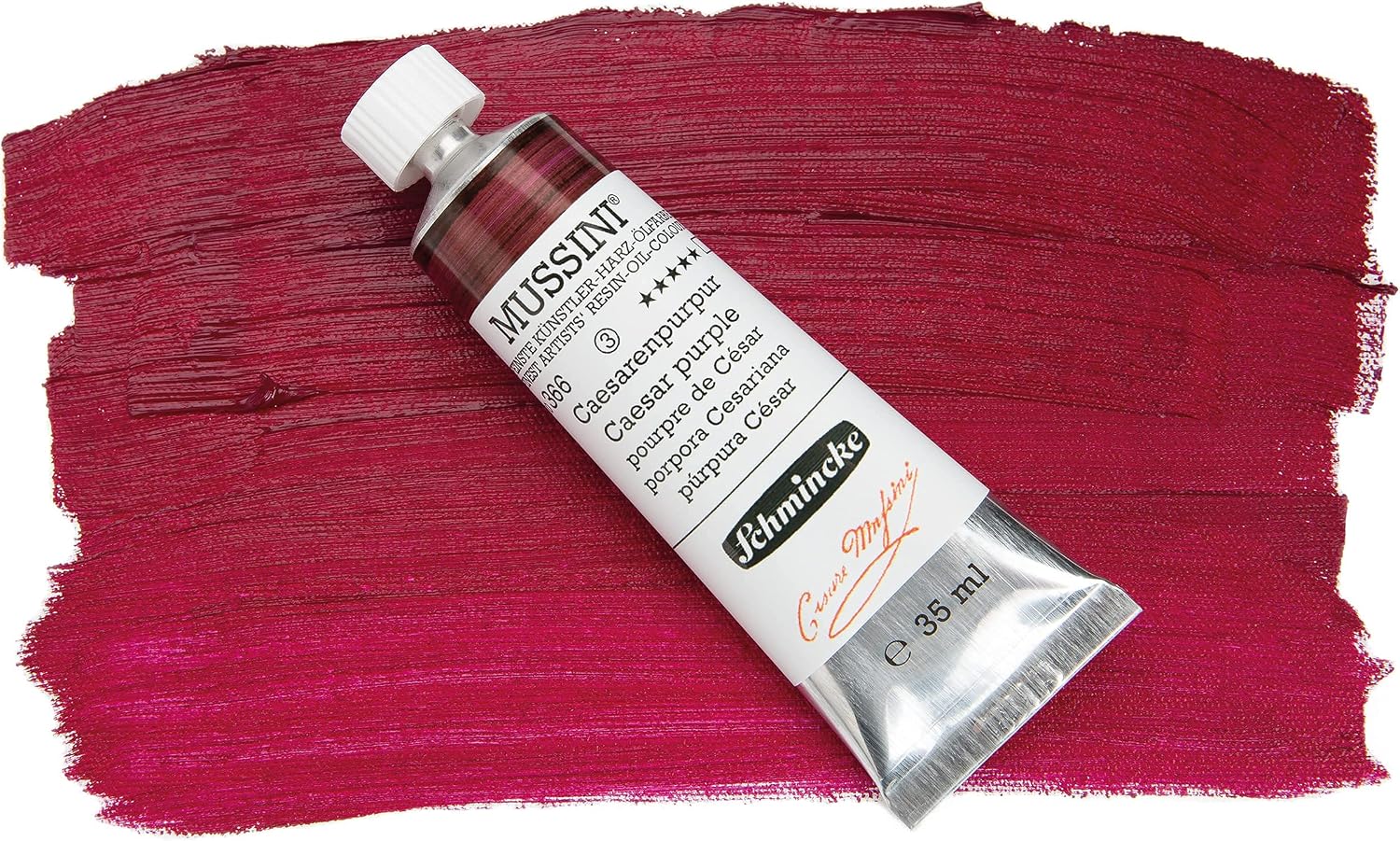 Schmincke - MUSSINI® Finest Resin Oil Colors Premium Wooden Box Oil Painting, 10 x 35 ml Set, 70 213 097, Walnut Tinted, White 150 ml