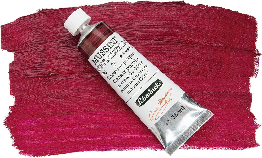 Schmincke - MUSSINI® finest resin oil colors Premium box oil painting, 36 x 35 ml set, 70 151 097, painting knife, drawing charcoal, 3 daVinci brushes