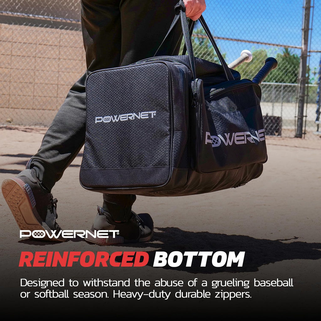 PowerNet Pro Duffle Bag, Softball Baseball Bag, Baseball Gear Bag, Baseball Bat Bag with Internal Bat Sleeves, Baseball Bags with Padded Strap & Pockets