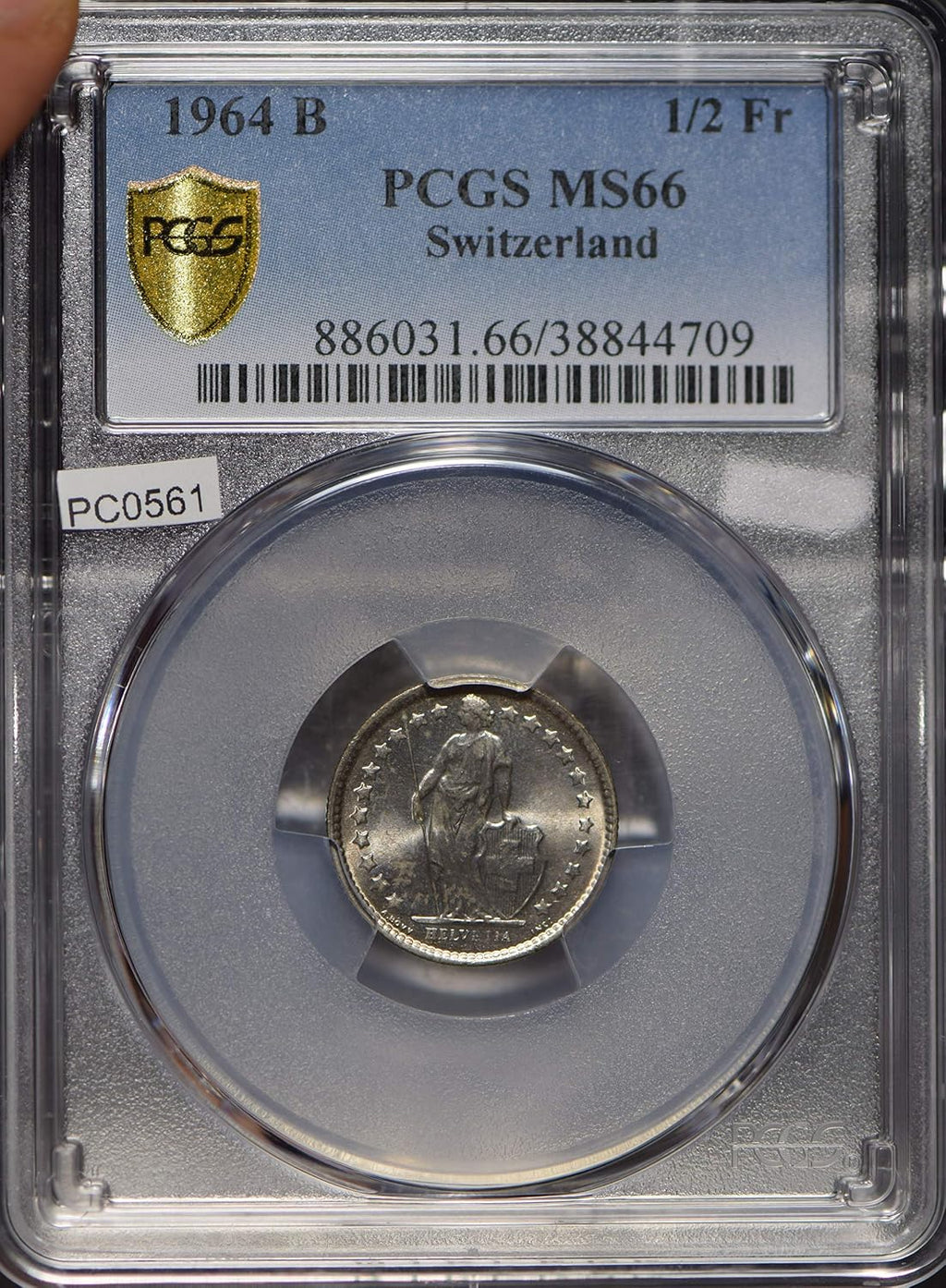Collectible Coin Switzerland 1964 1/2 Franc PCGS MS66 blasting luster rare grade PC0561