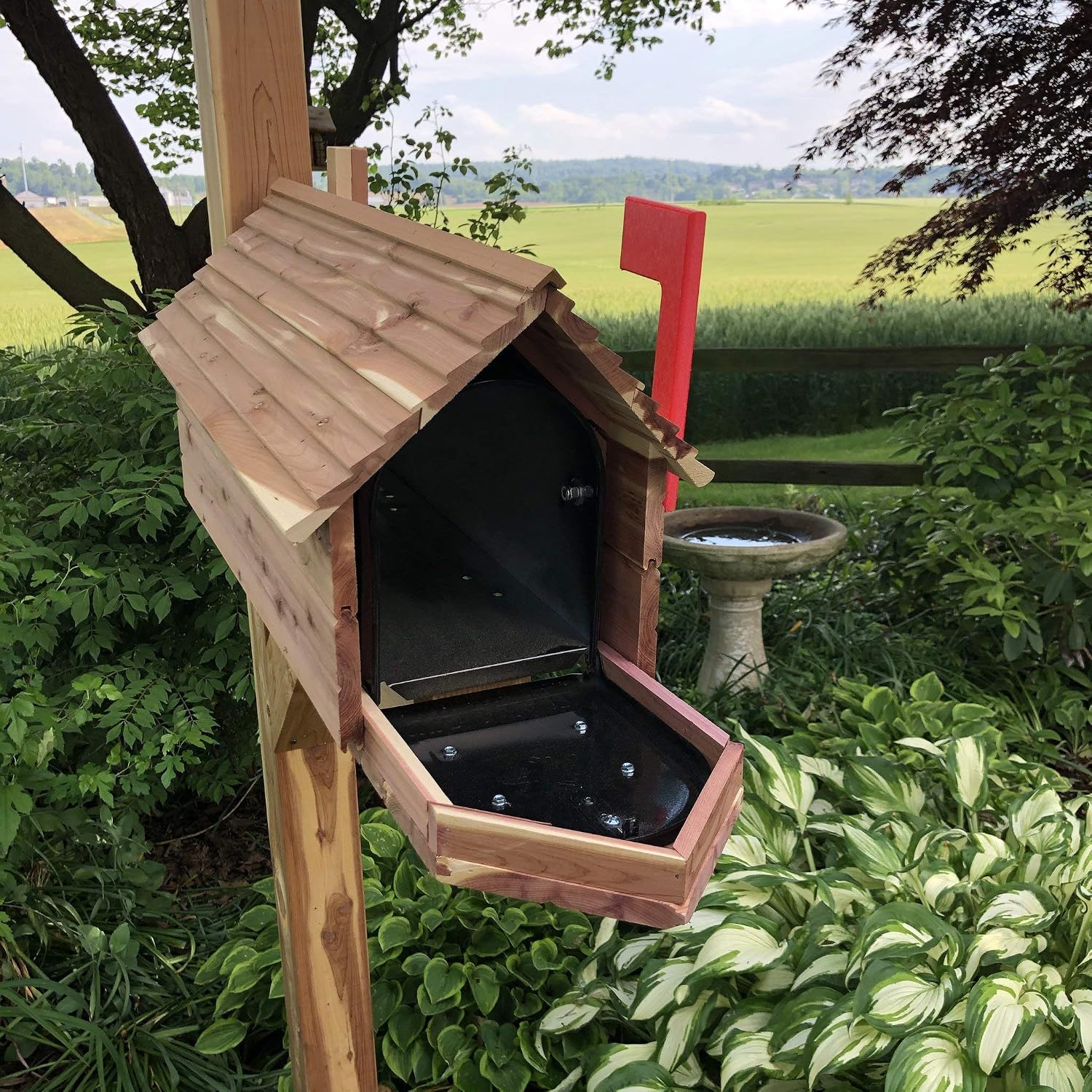 The Stone Bridge Cedar Mailbox | Simple and Beautiful Cedar Mailbox with Metal Insert | Cedar Chalet | Handmade in USA | Made with Aromatic Red Cedar