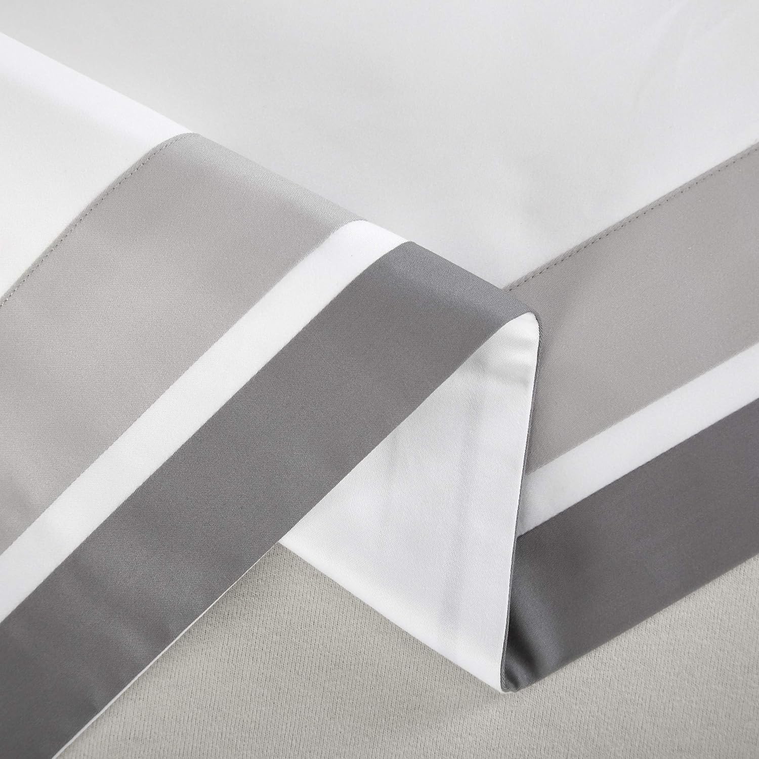 Casabolaj Shading 3 Pcs Do Not Include Filling Duvet Cover Set 100% Egyptian Cotton Sateen Luxury 400 TC Classic Contemporary Patchwork Button Closure Corner Ties-White/Taupe/Grey (California King)