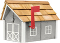 Amish-Made Deluxe Post Mount Wooden Mailbox with Cedar Shingles (Cape Cod Gray with White Trim)
