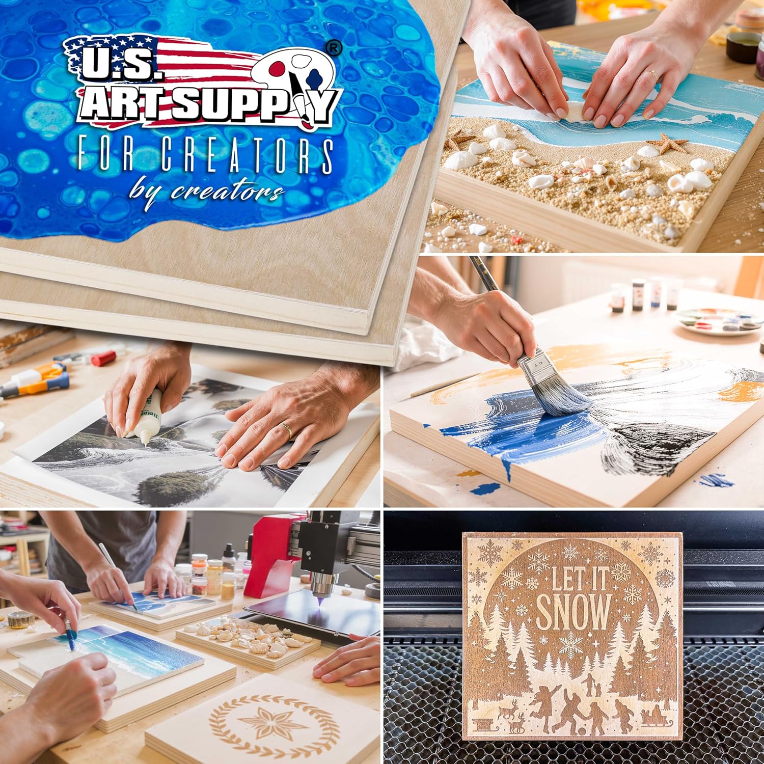 U.S. Art Supply 24' x 60' Unfinished Cradled Wood Panels for Painting, Gallery 1-1/2' Deep (2 Pack) - Artist Depth Wooden Wall Canvases - Mixed-Media Craft, Acrylic, Oil, Encaustic, Paint Pouring