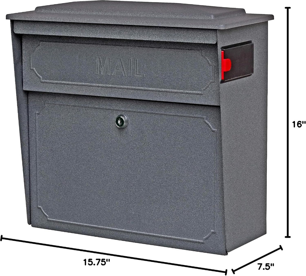 Mail Boss 7171 Townhouse, Granite Security Vertical Wall Mount Mailbox with Lock and Key for Home