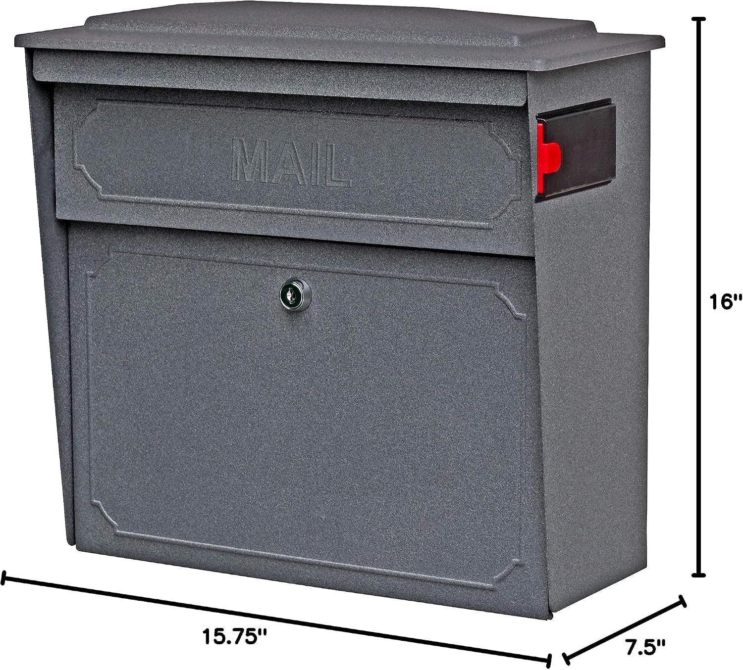 Mail Boss 7171 Townhouse, Granite Security Vertical Wall Mount Mailbox with Lock and Key for Home