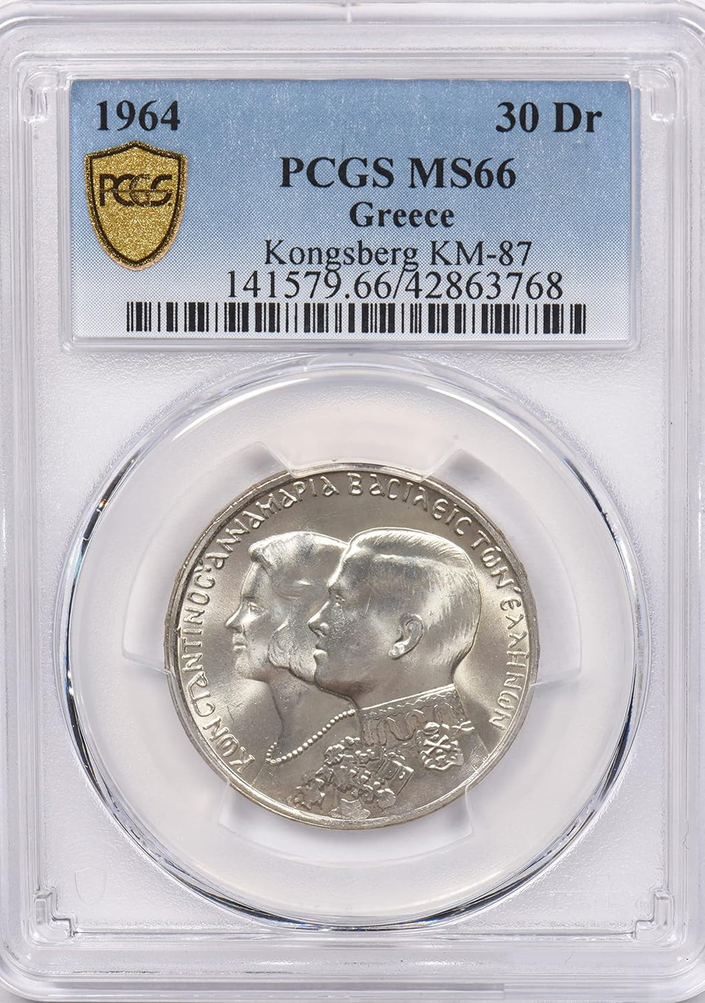 Collectible Coin Greece 1964 30 Drachma Eagle animal PCGS MS 66 rare condition Kongsberg KM PC1266