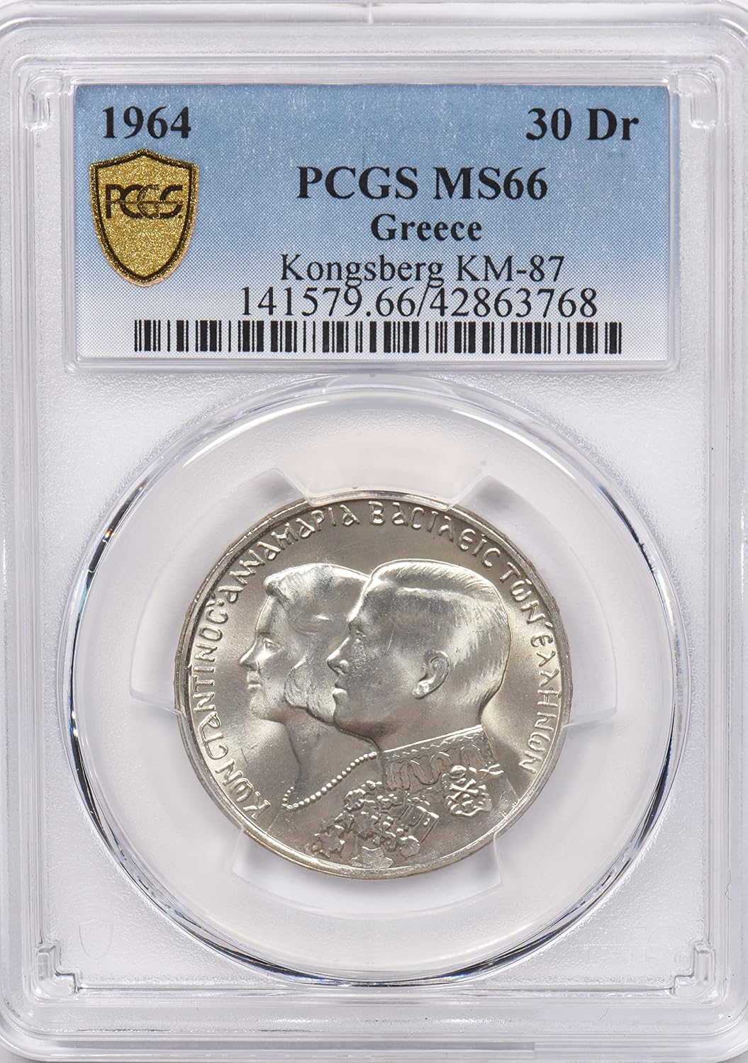 Collectible Coin Greece 1964 30 Drachma Eagle animal PCGS MS 66 rare condition Kongsberg KM PC1266