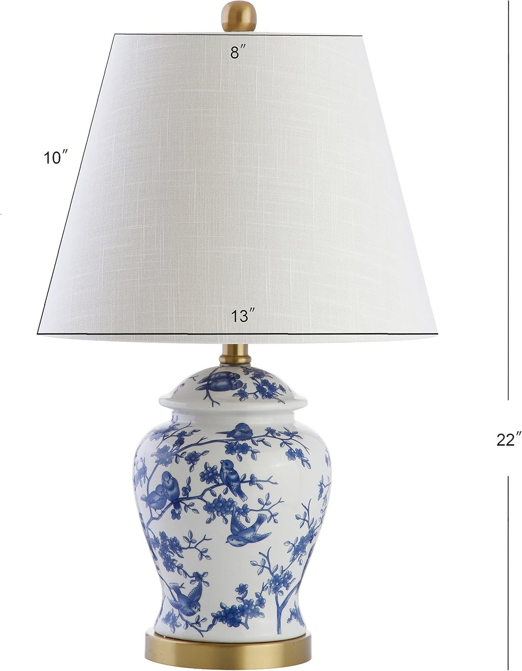 Eyely EYL3005A-SET2 Brussels 22' Chinoiserie Table Lamp for Reading Room, Living Room, Office, Bedroom, Classic, Cottage, Traditional, Blue/White (Set of 2)