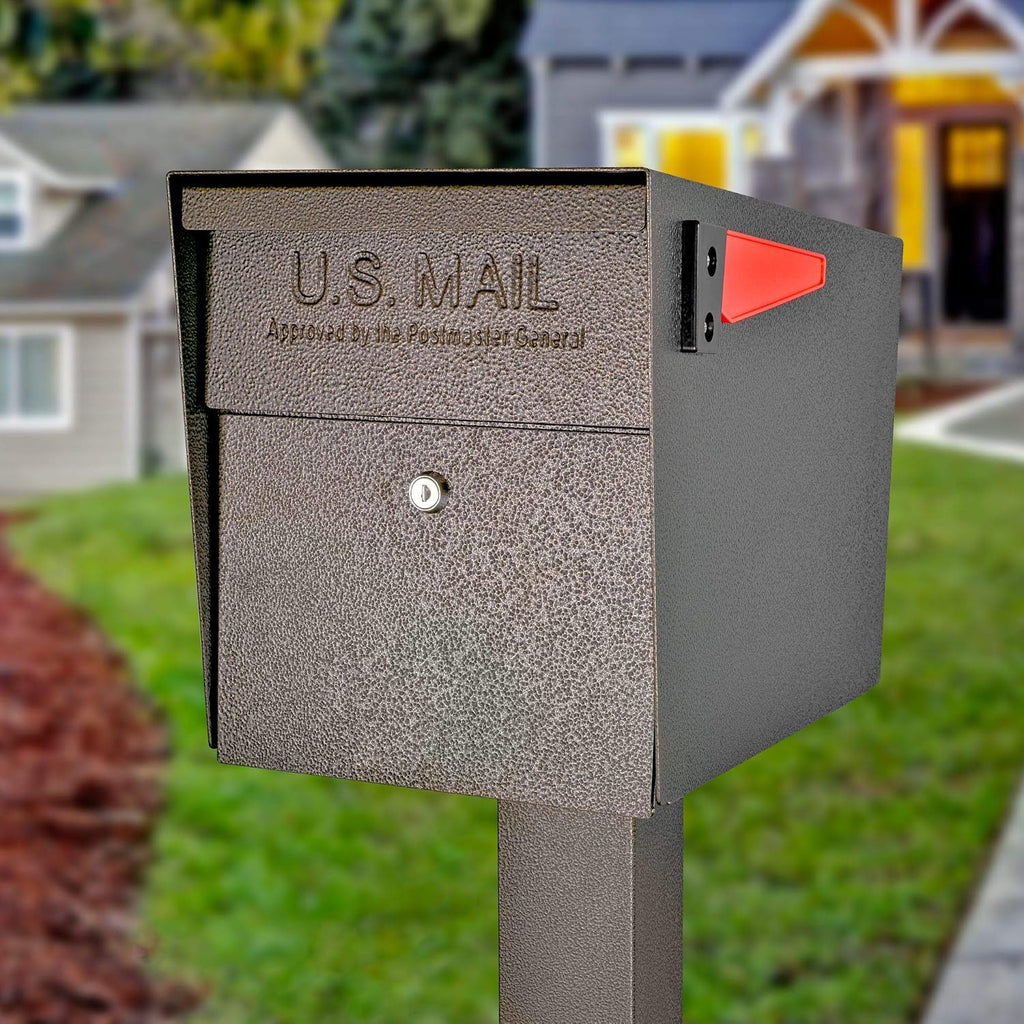Mail Boss Security Mailbox and Mounting Post Bundle | Bronze
