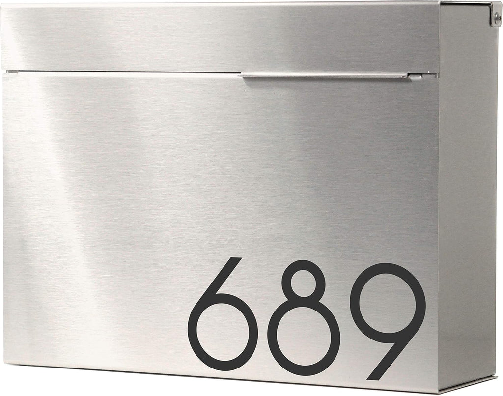 Vsons Modern Design Mailbox, Wall-Mount Mailbox Vsons Design Mitch SE (Brushed Stainless Steel with Engraved Numbers)