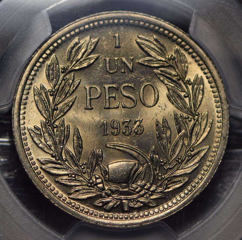 Collectible Coin Chile 1933 Peso Andean Condor animal PCGS MS66 rare this grade PC0778