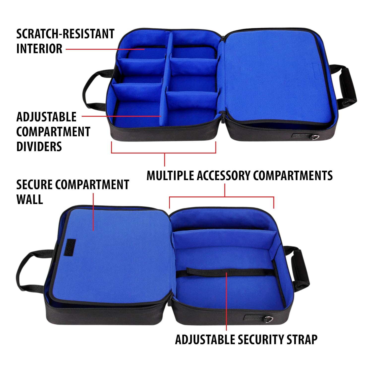 USA Gear Console Case (PS4 Blue, Xbox Green & Switch Red) Console Travel Bag Compatible with PlayStation 4 / Xbox One / Xbox 360 / Nintendo Switch Customizable Interior & Water Resistant Exterior