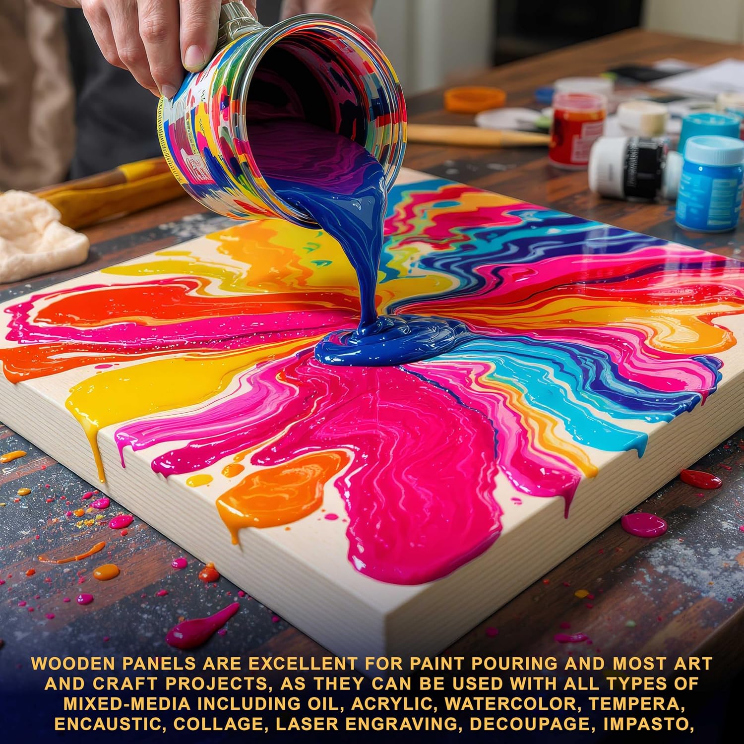 U.S. Art Supply 24' x 60' Unfinished Cradled Wood Panels for Painting, Gallery 1-1/2' Deep (2 Pack) - Artist Depth Wooden Wall Canvases - Mixed-Media Craft, Acrylic, Oil, Encaustic, Paint Pouring